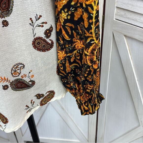 Jane & Delancey Paisley Floral Pattern Block Peasant Blouse Small - Picture 6 of 12